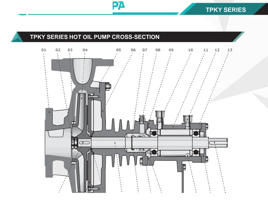 Cross-section drawing — hot oil pump construction.